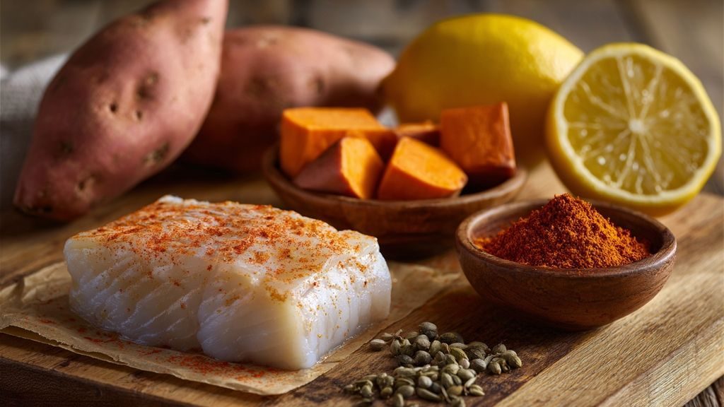 Le poisson et la purée de patate douce pour un duo tout en finesse